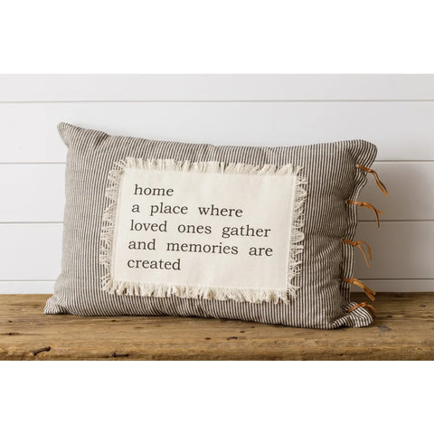 Pillow - Home Patch with Ticking Stripe