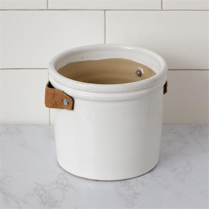 Pottery - Crock With Leather Handles