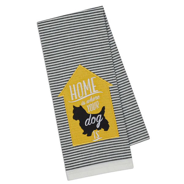 Dog Home Embellished Dishtowel