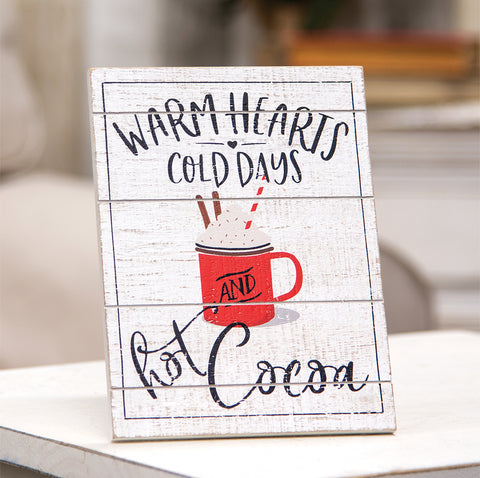 Warm Hearts Hot Cocoa Pallet Easel Sign