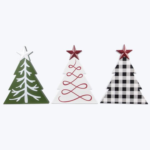 WOOD/METAL CHRISTMAS TREE TABLETOP, 3 ASSORTED