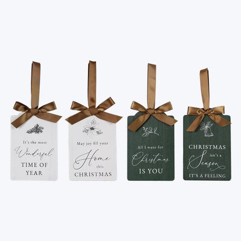 WOOD WINTERGREEN GIFT TAG ORNAMENT