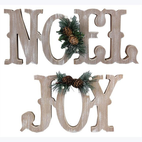 WOOD TABLE TOP CHRISTMAS WORD SIGN