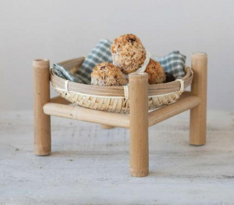 Decorative Bamboo Tray on Stand