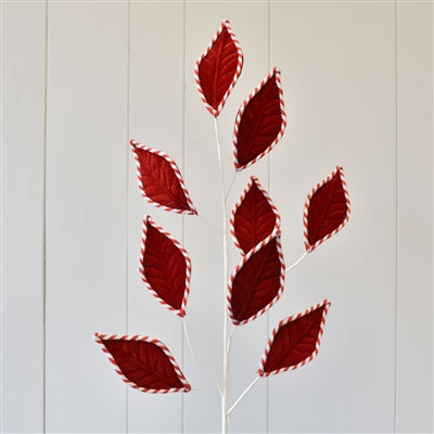 CANDY STRIPED LEAF SPRAY 33" - RED/WHITE