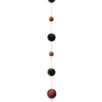 STYLISH WOODEN BEAD VELVET PLAID BALL GARLAND - RED GOLD GREEN 51"