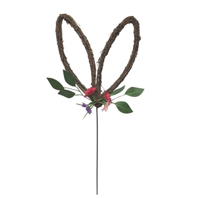 VINE BUNNY EAR PICK W/ FLOWERS 17"