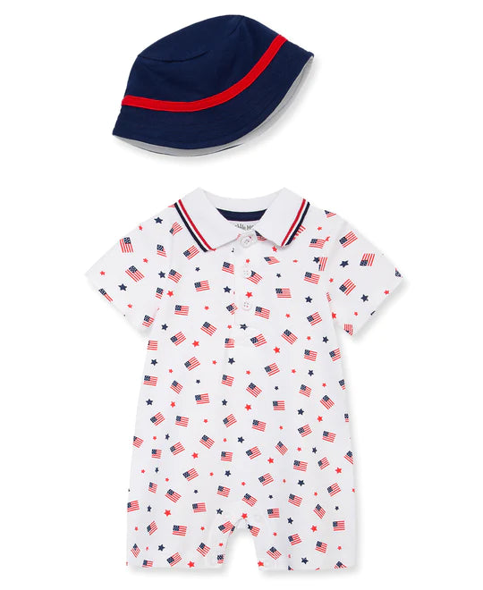 Boys Flag Romper & Hat