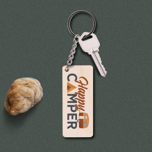 MAPLE VENEER KEYCHAIN Happy Camper