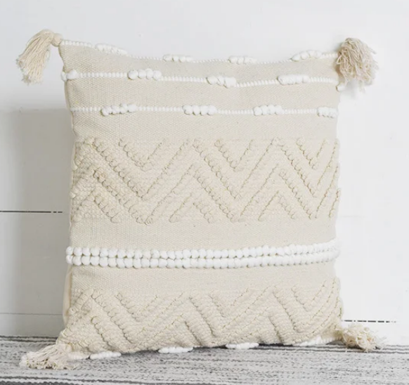 16" NAT. ZIG ZAG PATTERN PILLOW