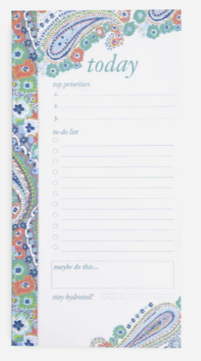 Daily Planner List Pad Citrus Paisley