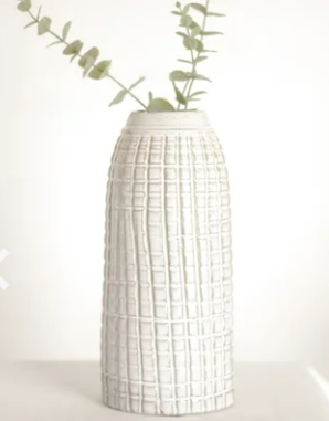 11.8" WHITE URBAN CHECK VASE