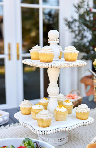 WHITE BEADED TIERED SERVER