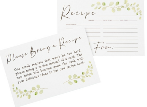 WEDDING SHOWER RECIPE CARDS