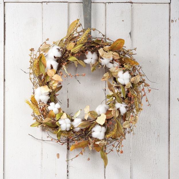 Wreath - Cotton & Leaves