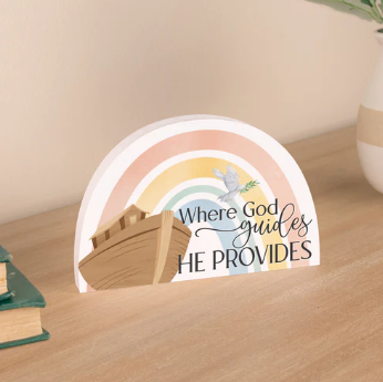 WHERE GOD GUIDES, HE PROVIDES RAINBOW SHAPE DÉCOR