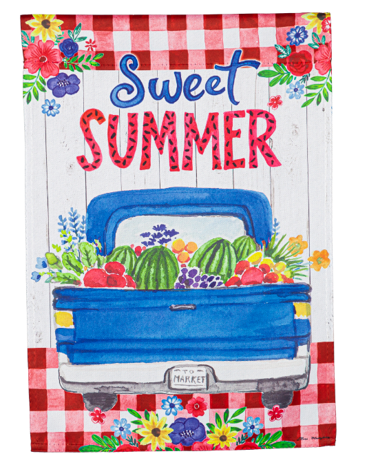 Sweet Summer Truck Garden Suede Flag