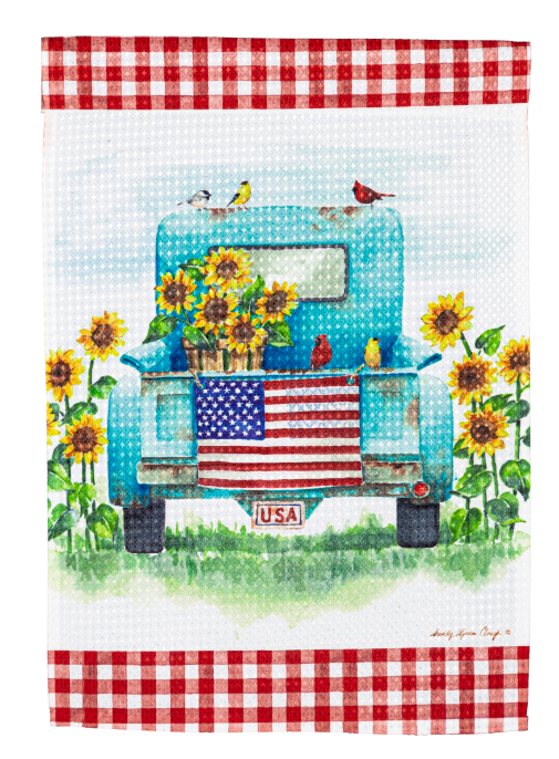 Sunflower Truck Garden Waffle Flag