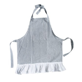 Child Apron w/ Pocket & Ruffle, Black & Cream