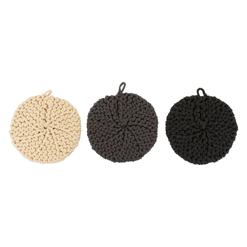 Cotton Crocheted Pot Holder, 3 Colors