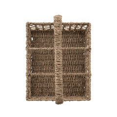 Hand-Woven Seagrass Caddy with Handle and 6 Sections