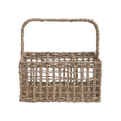 Hand-Woven Seagrass Caddy with Handle and 6 Sections