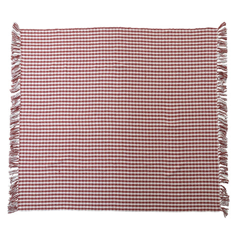 Woven Recycled Cotton Blend Throw w/ Fringe Gingham