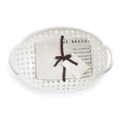 Large Ceramic Bread Basket with Towel