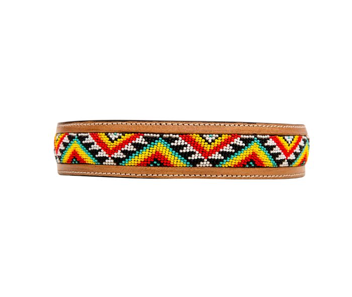 Bonjour Hand-Tooled Beaded Dog Collar