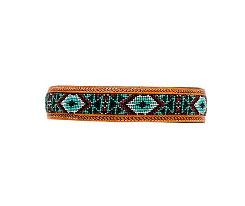 Whizter Hand-Tooled Beaded Dog Collar