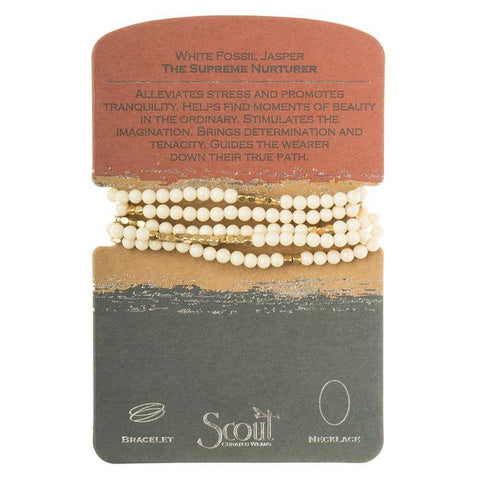 White Fossil Jasper-The Surpreme Nurturer-2 in 1 Wrap Bracelet/Necklace