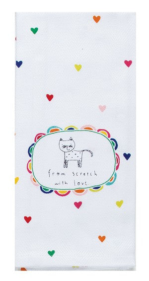 Cat Love From Scratch With Love Cotton Dish Tea Towel