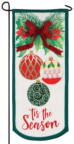 ’tis the Season Ornaments Applique Garden Banner