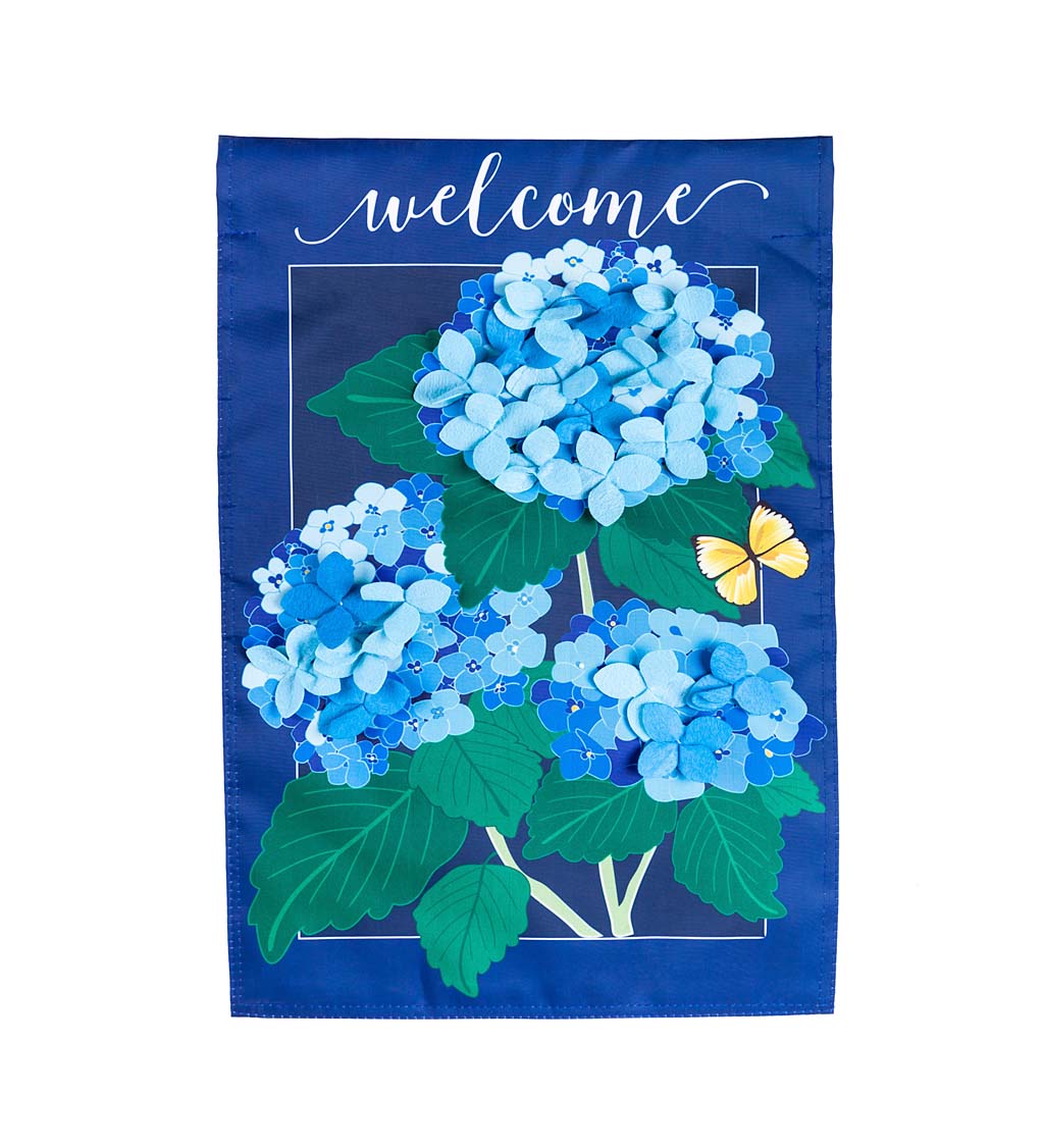 Hydrangea Blossoms Garden Applique Flag