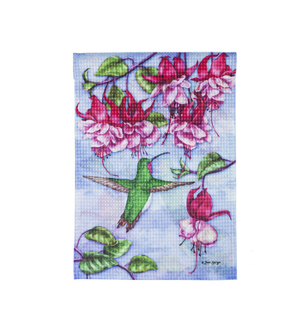 Fuchsia Hummingbird Garden Waffle Flag