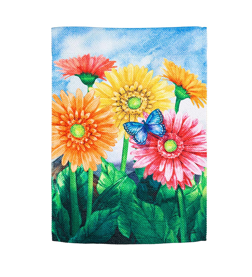 Gerbera Daisies Garden Textured Suede Flag