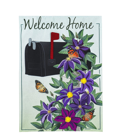 Home Clematis Mailbox Garden Linen Flag