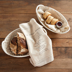 Large Ceramic Bread Basket with Towel