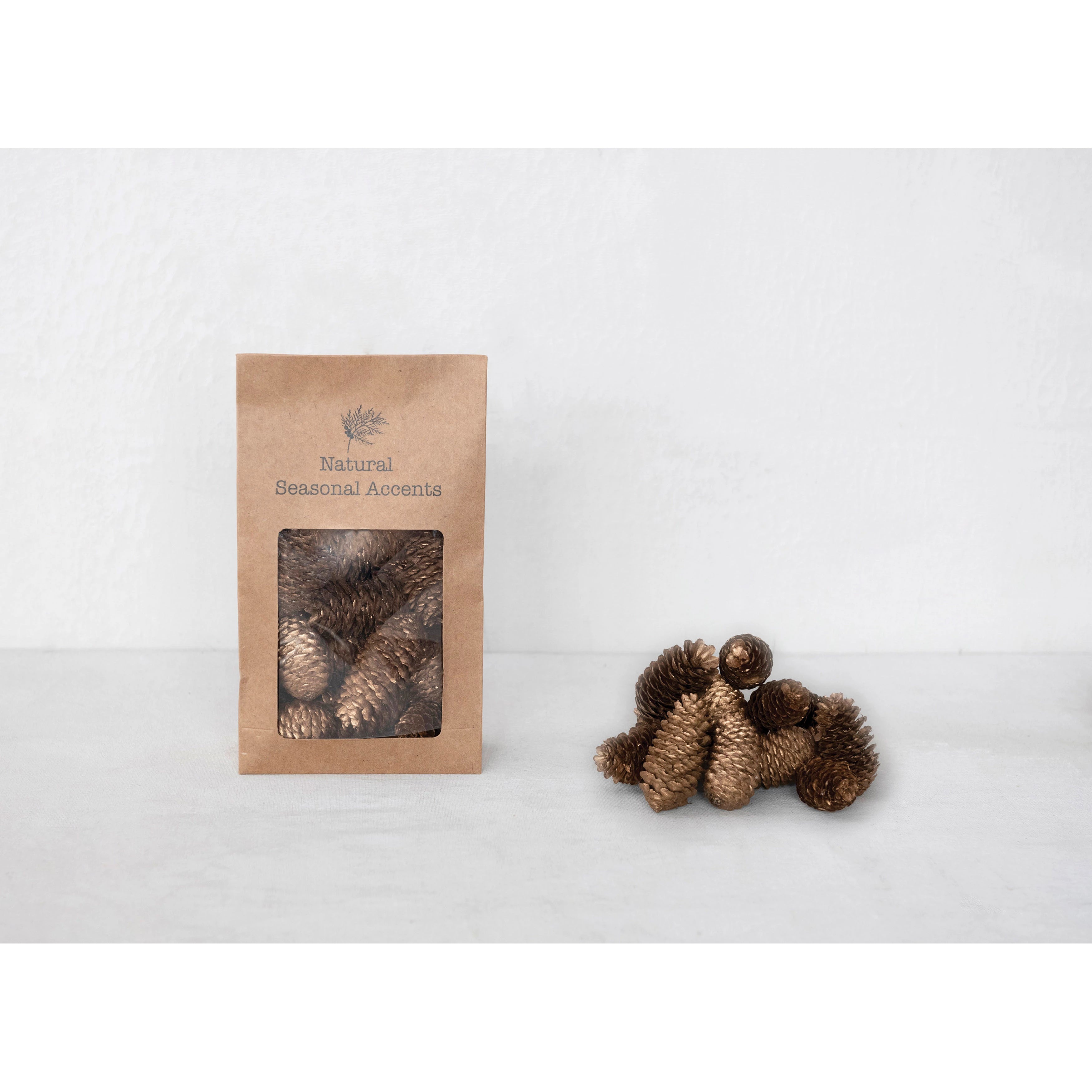 Dried Natural Pinecones in Printed Kraft Bag